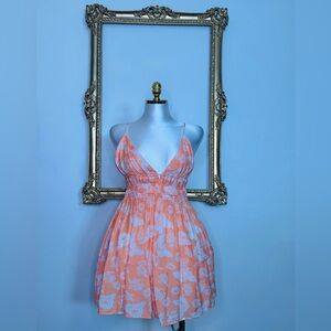 Love Tree Strapless Floral Peach Dress